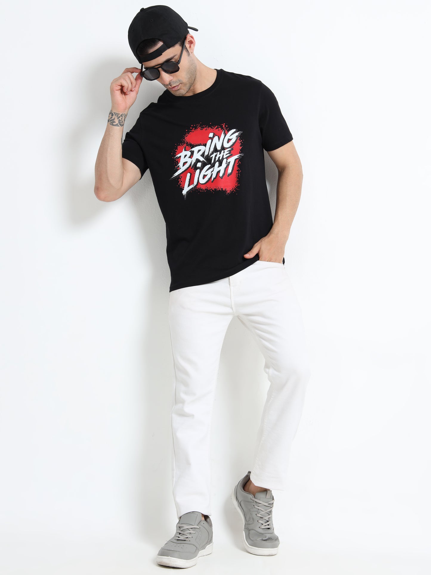 Bring The Light printed Black short sleeve Regular T-shirt