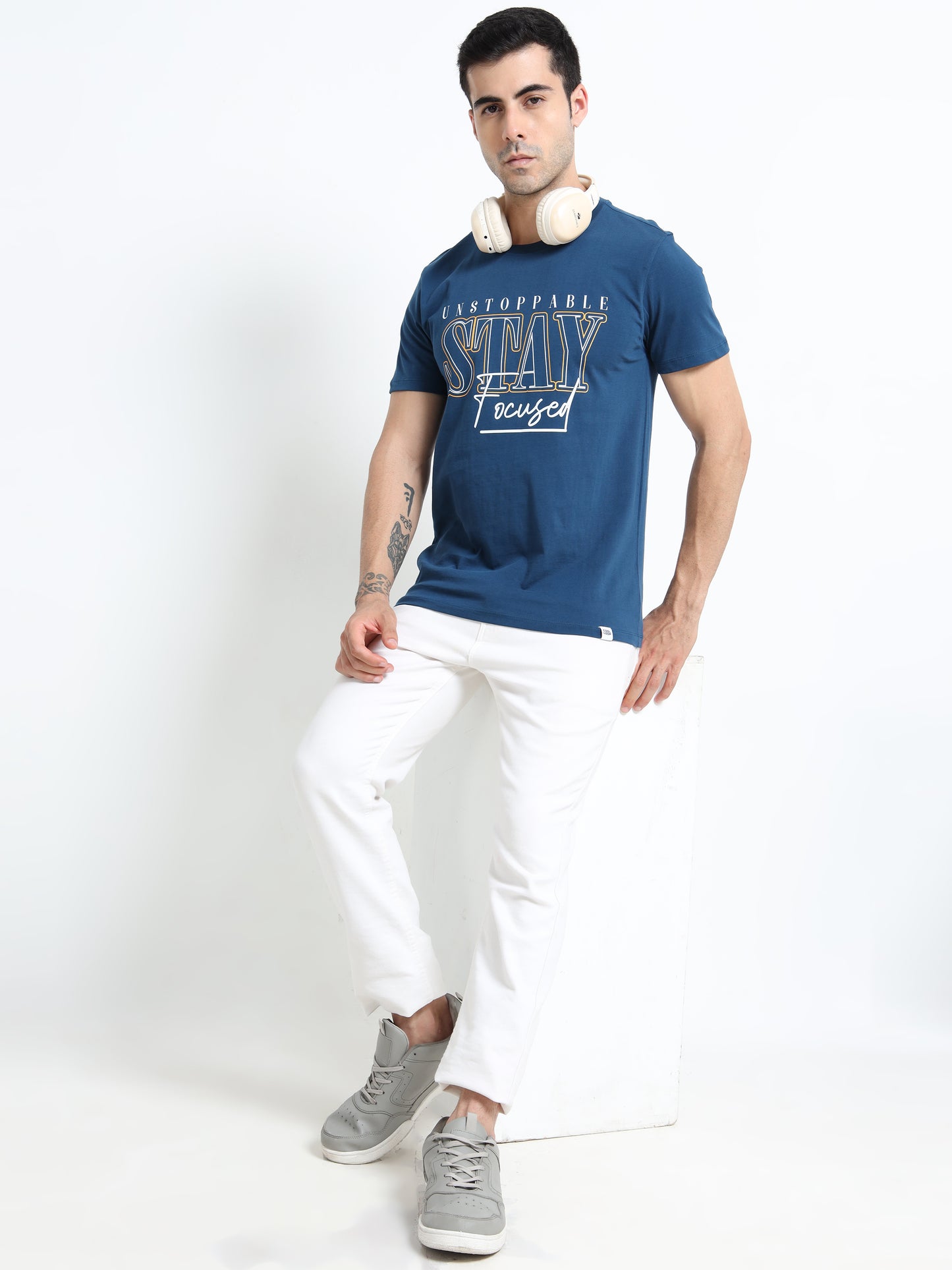 Unstoppable Printed Petrol Blue short sleeve Regular T-shirt