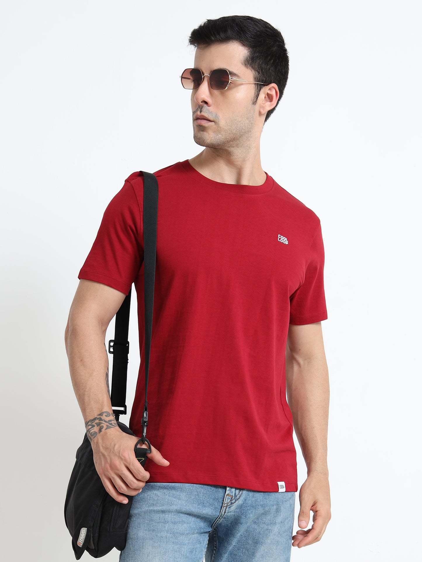 Red solid short sleeve Regular T-shirt