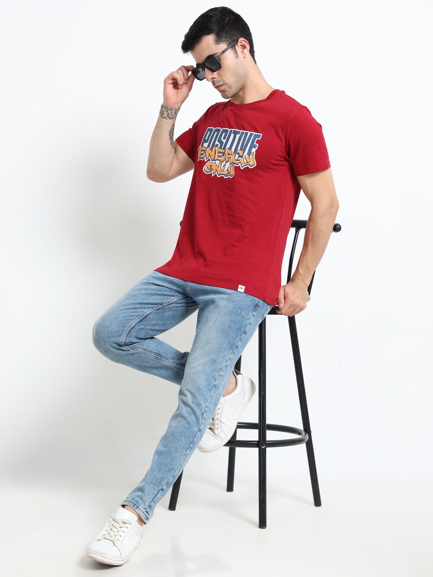 Positive Energy Only Printed Red short sleeve Regular T-shirt