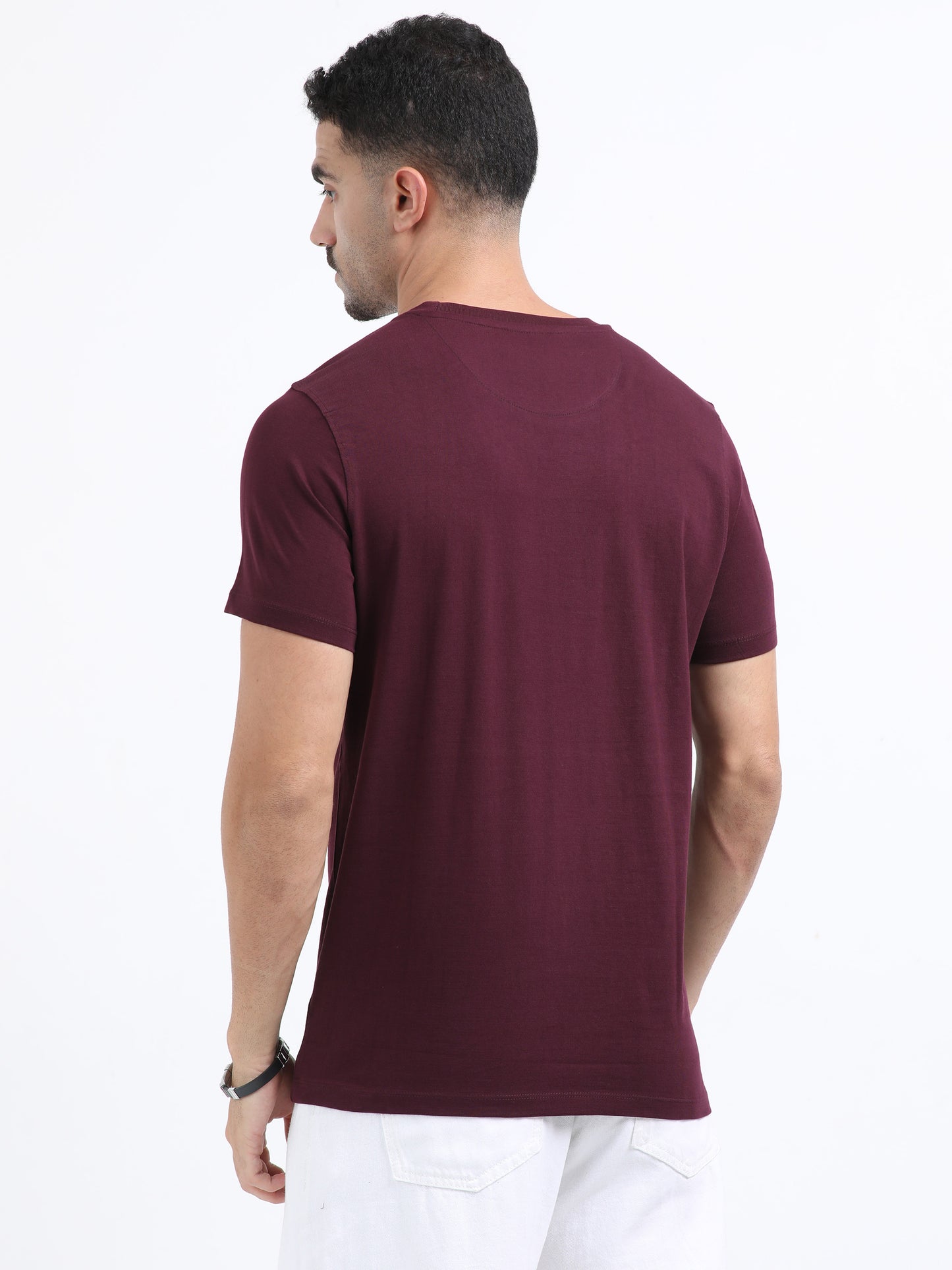 Maroon changed printed short sleeve Regular T-shirt