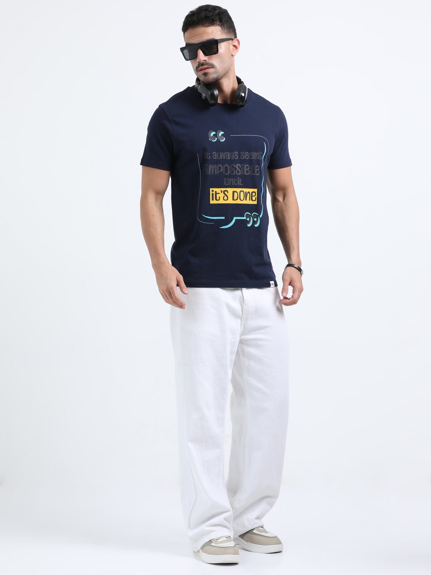 It's Done Printed Navy short sleeve regular fit T-shirt
