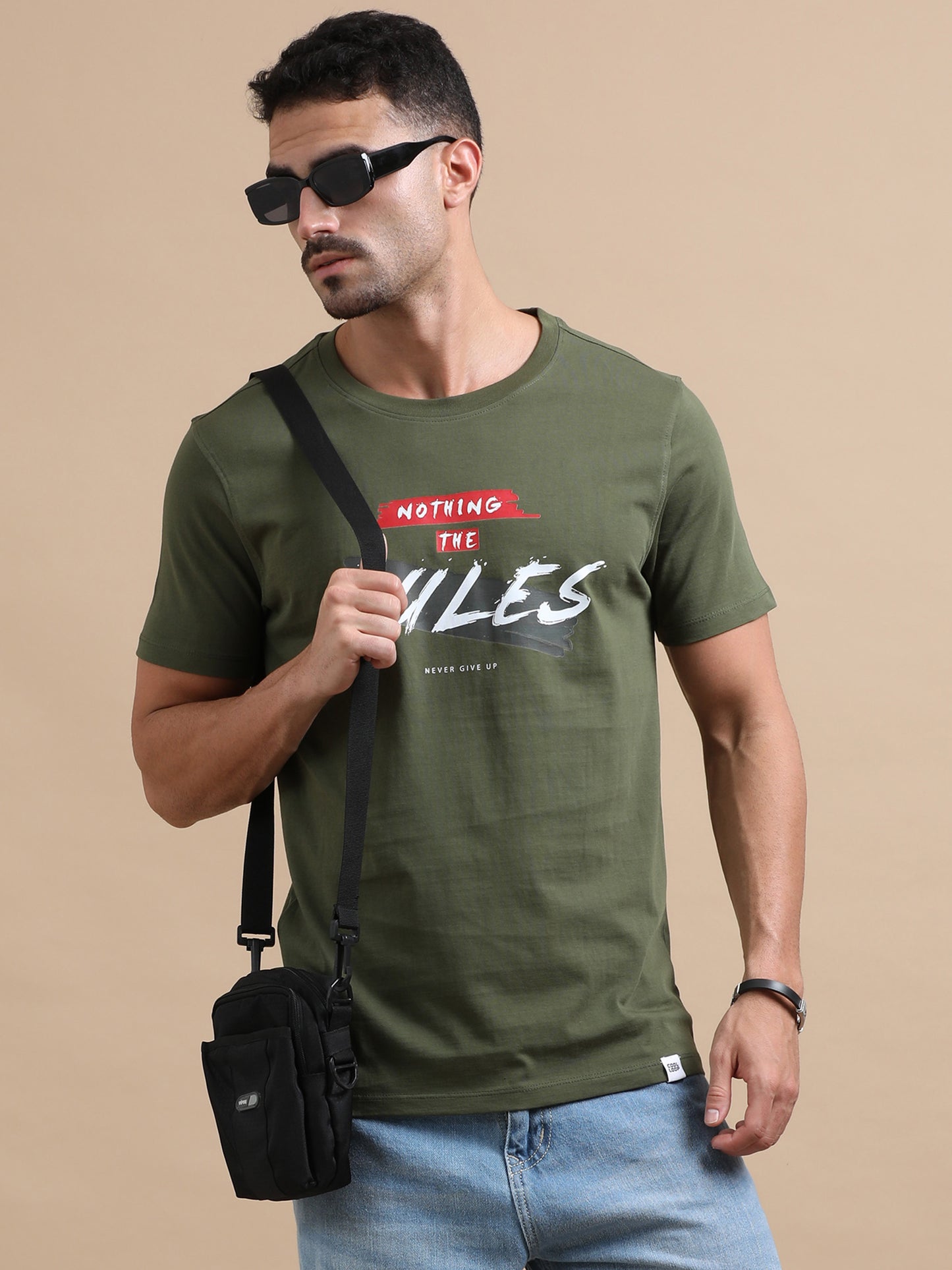 Nothing The Rules Printed Olive Green short sleeve Regular T-shirt