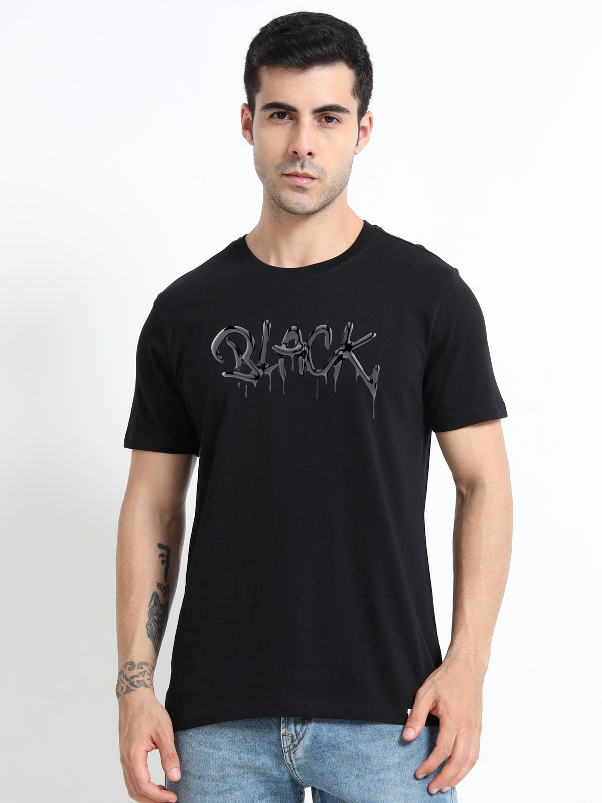 Black printed Red short sleeve Regular T-shirt