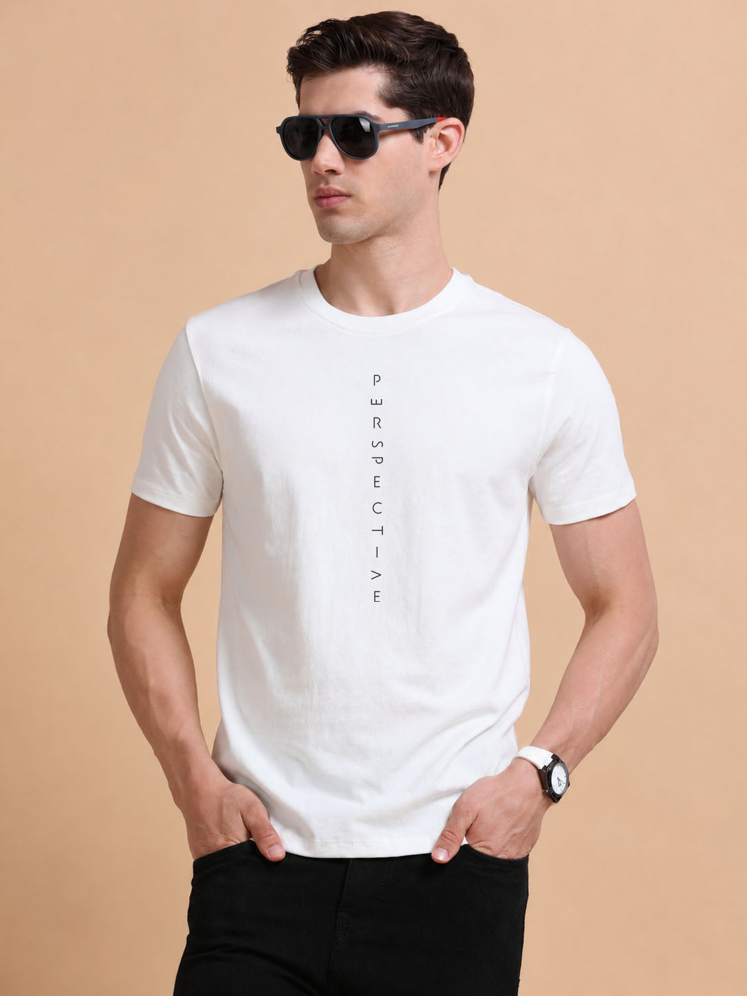 perspective printed Red short sleeve Regular T-shirt