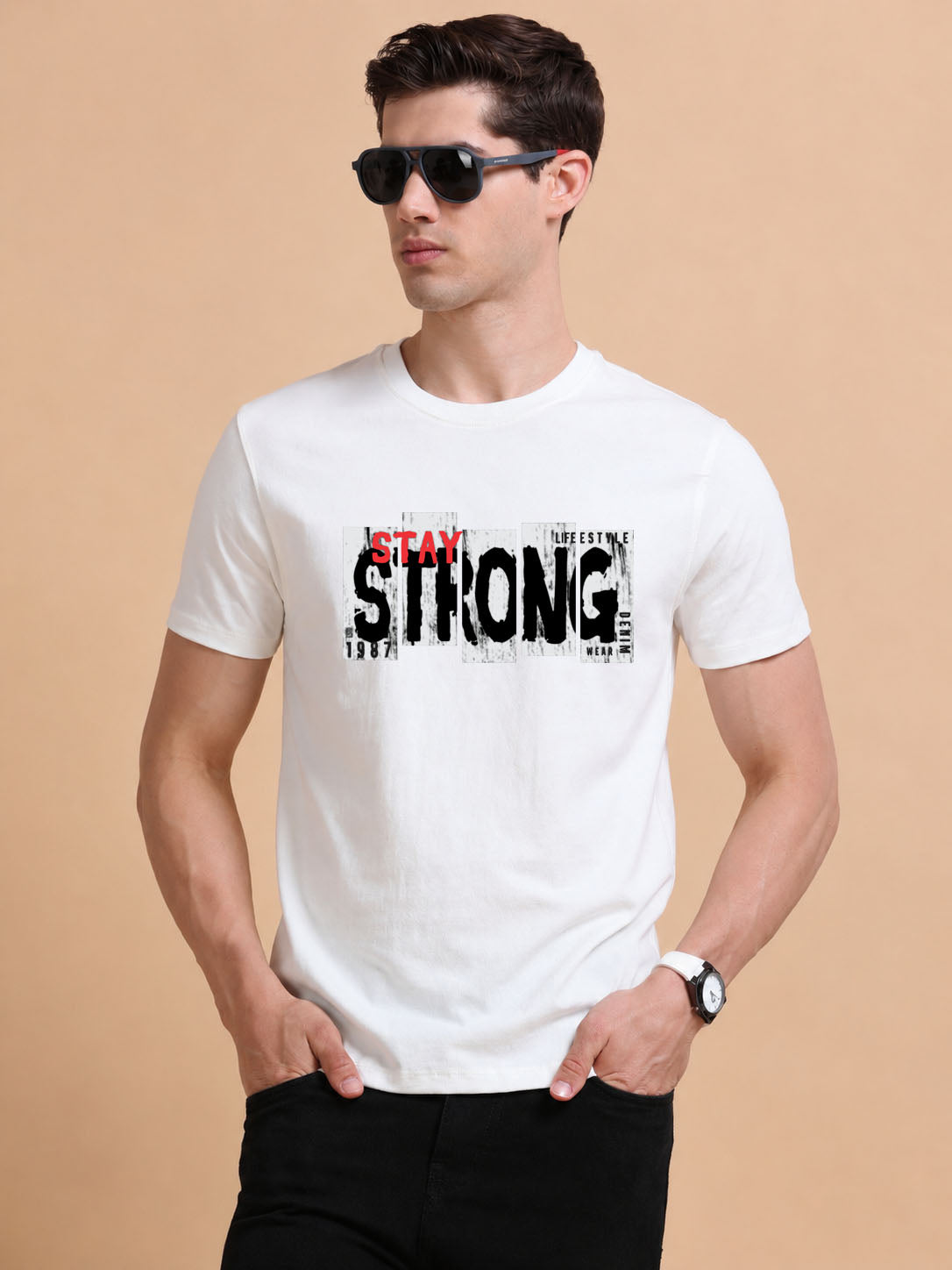 Strong printed Red short sleeve Regular T-shirt