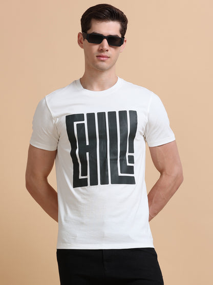 Chill printed white short sleeve Regular T-shirt