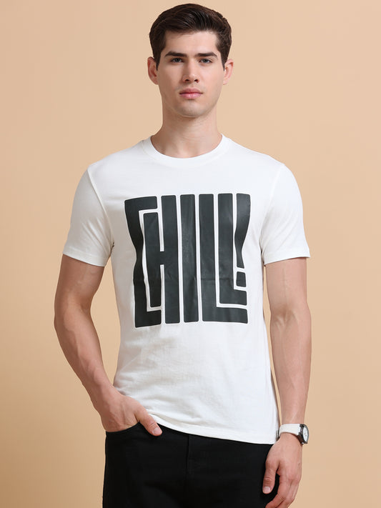 Chill printed white short sleeve Regular T-shirt