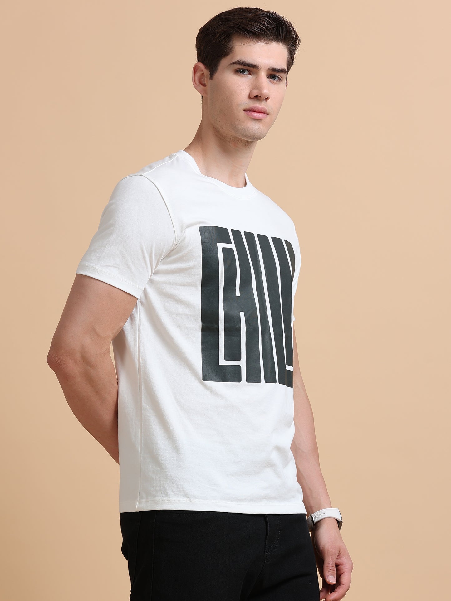 Chill printed white short sleeve Regular T-shirt