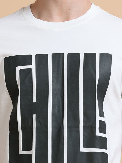 Chill printed white short sleeve Regular T-shirt