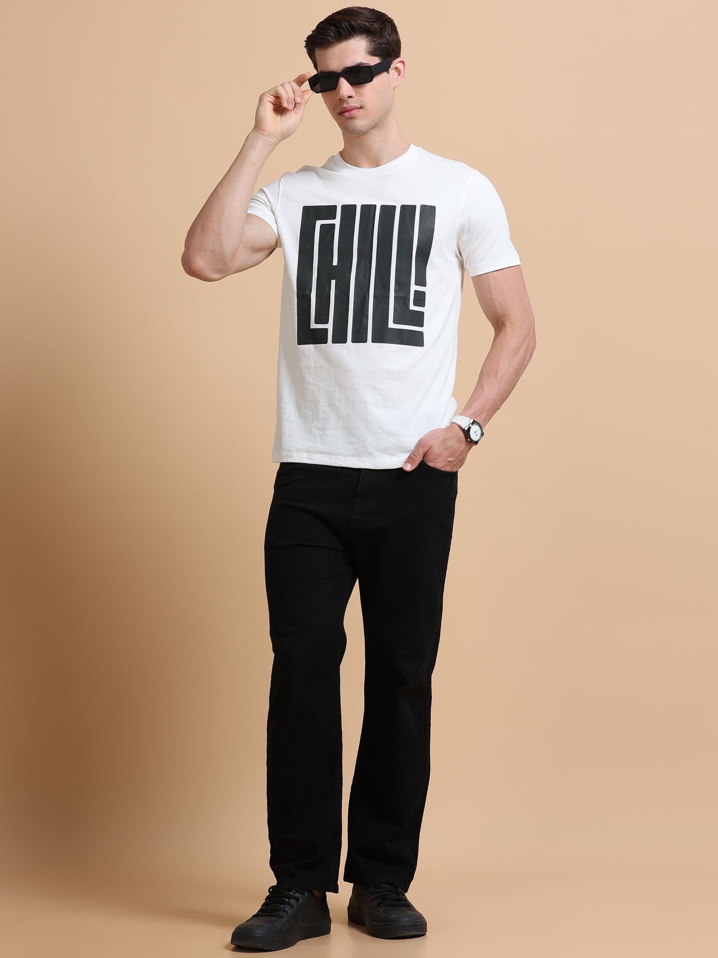 Chill printed white short sleeve Regular T-shirt