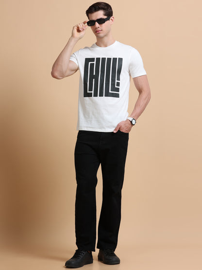 Chill printed white short sleeve Regular T-shirt