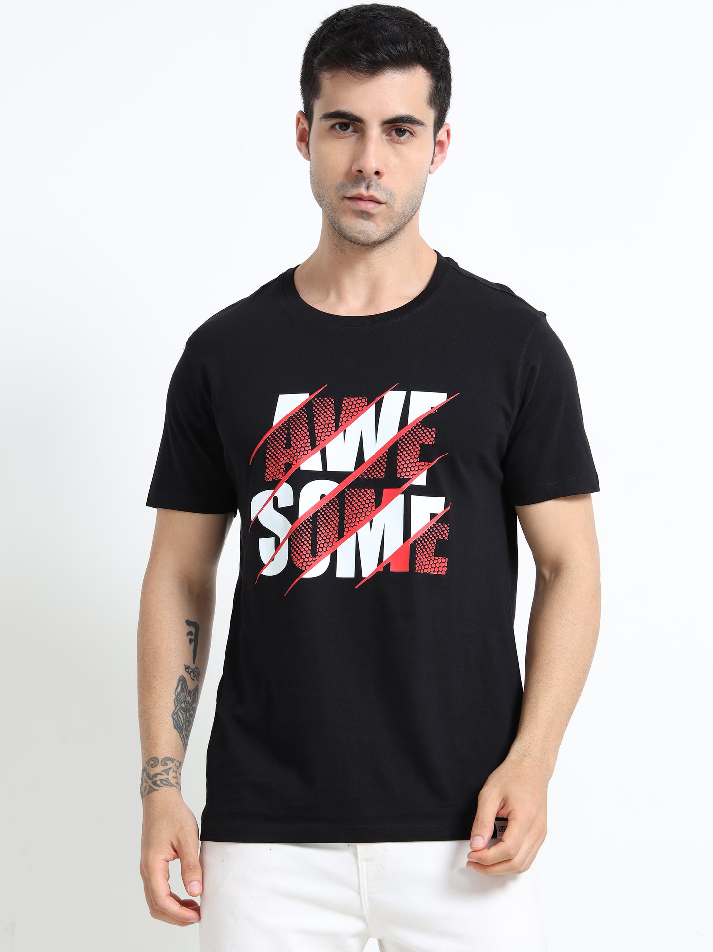 Black Awesome printed short sleeve Regular T-shirt