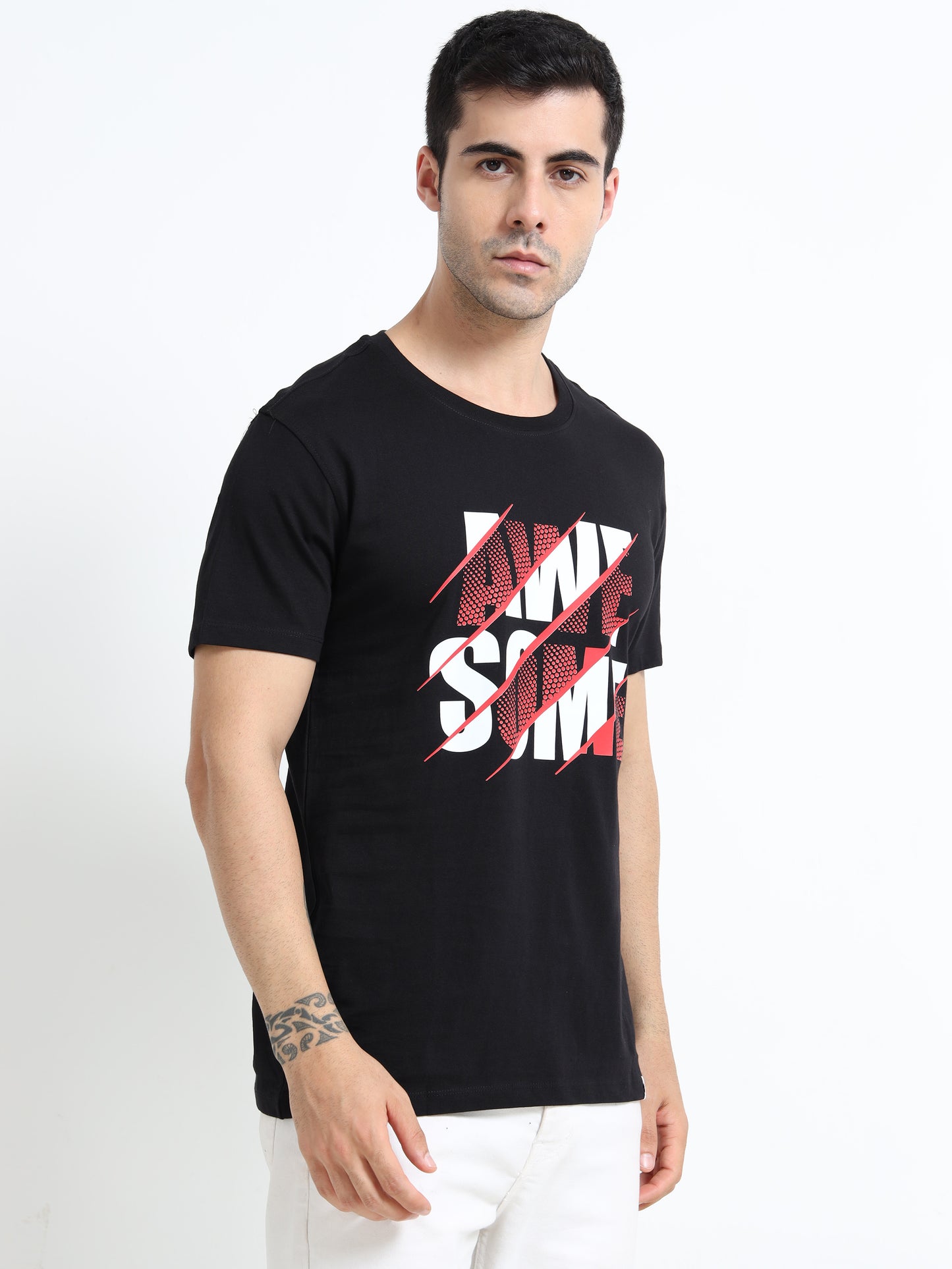 Black Awesome printed short sleeve Regular T-shirt