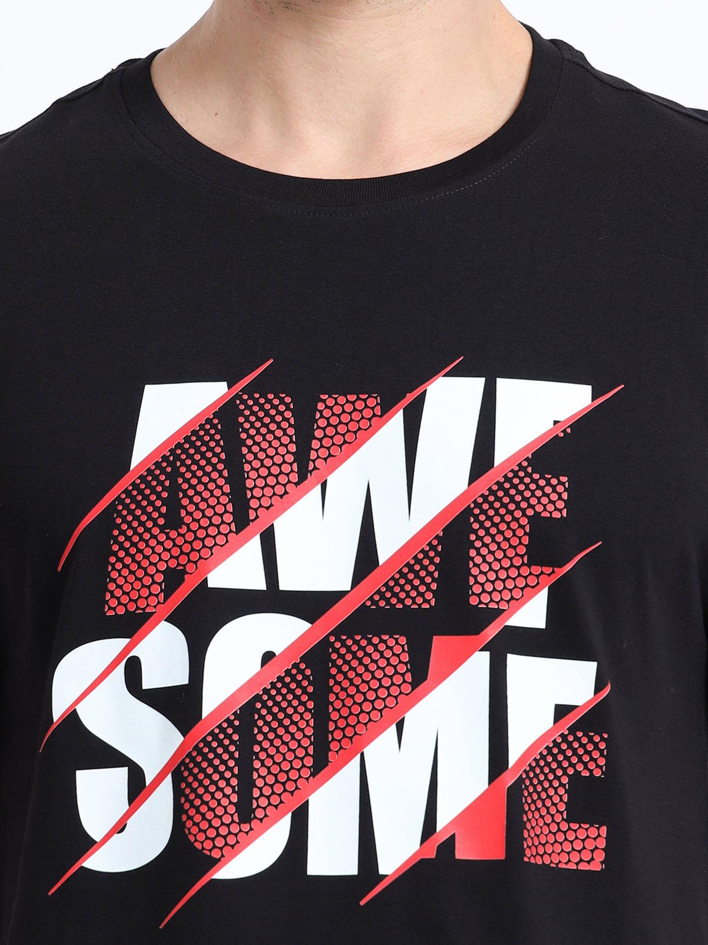 Black Awesome printed short sleeve Regular T-shirt