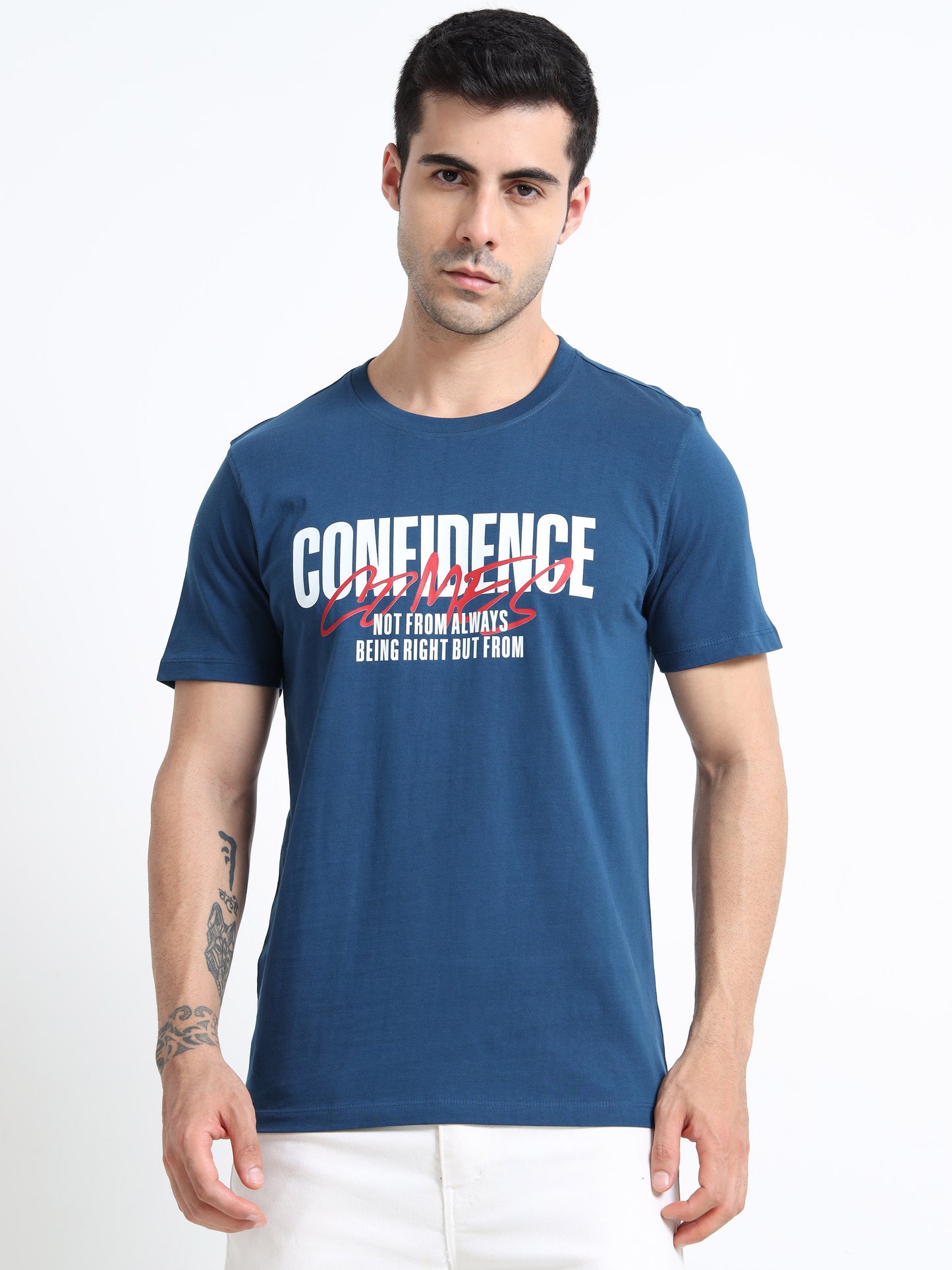 Confidence printed Petrol Green short sleeve Regular T-shirt