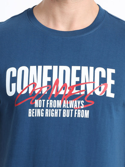 Confidence printed Petrol Green short sleeve Regular T-shirt