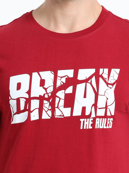 Break the rules Red printed short sleeve Regular T-shirt