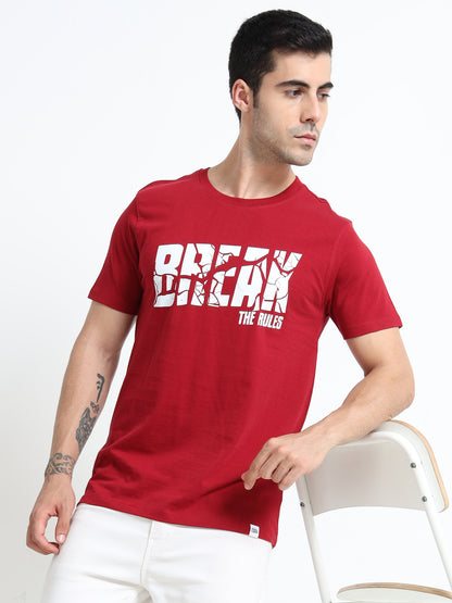 Break the rules Red printed short sleeve Regular T-shirt