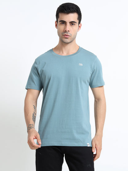 Light blue solid short sleeve Regular T-shirt