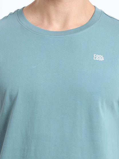 Light blue solid short sleeve Regular T-shirt