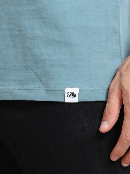 Light blue solid short sleeve Regular T-shirt