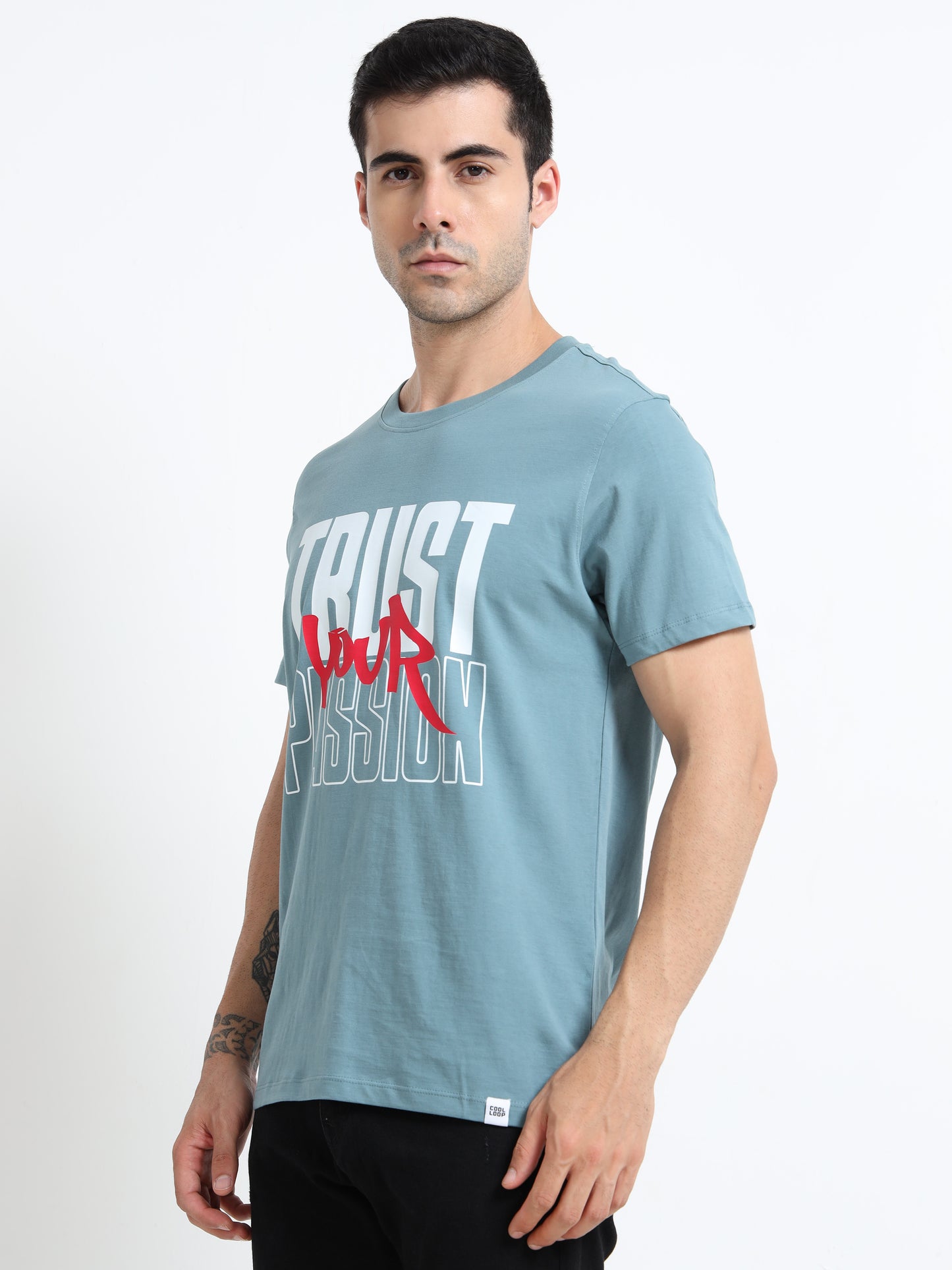 Trust Your Passion Printed Light blue short sleeve Regular T-shirt