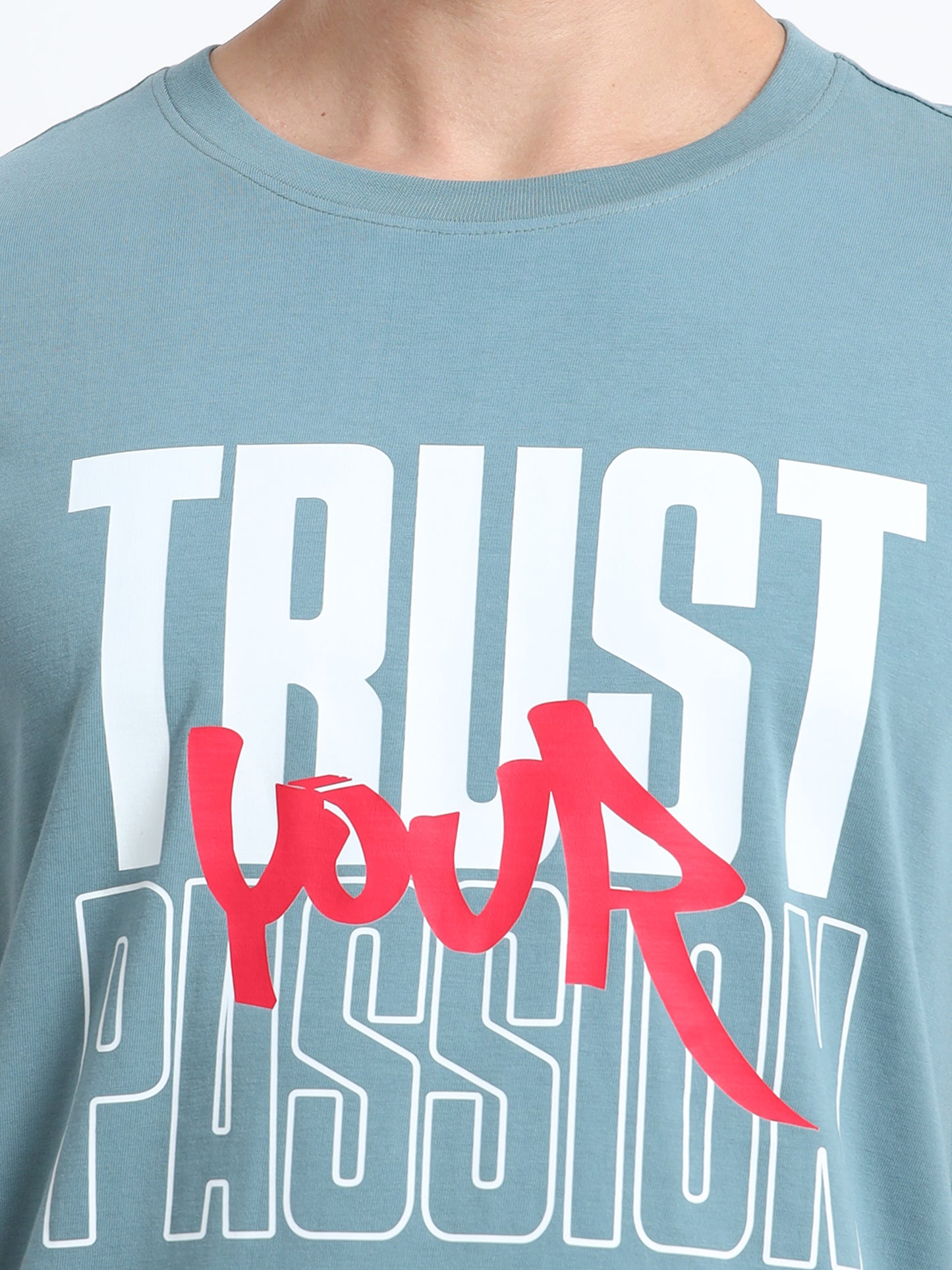 Trust Your Passion Printed Light blue short sleeve Regular T-shirt