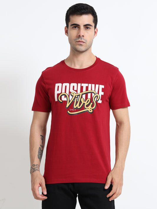 Positive Vibes Red short sleeve Regular T-shirt