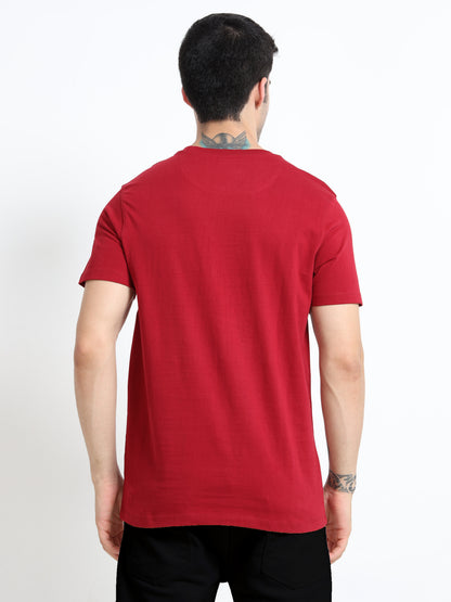 Caution Printed Red short sleeve Regular T-shirt