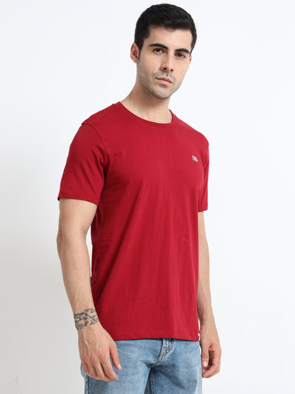 Red solid short sleeve Regular T-shirt