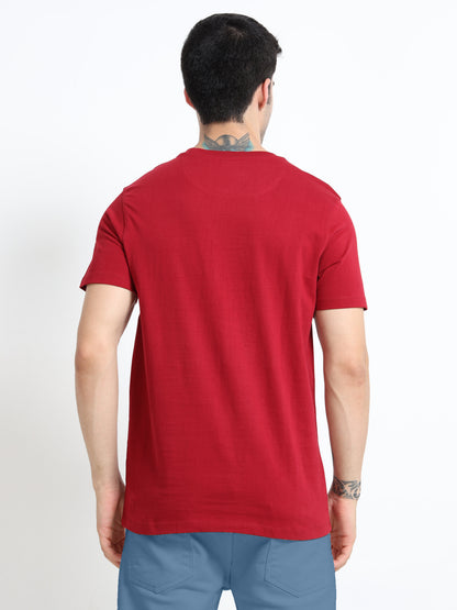 Red solid short sleeve Regular T-shirt