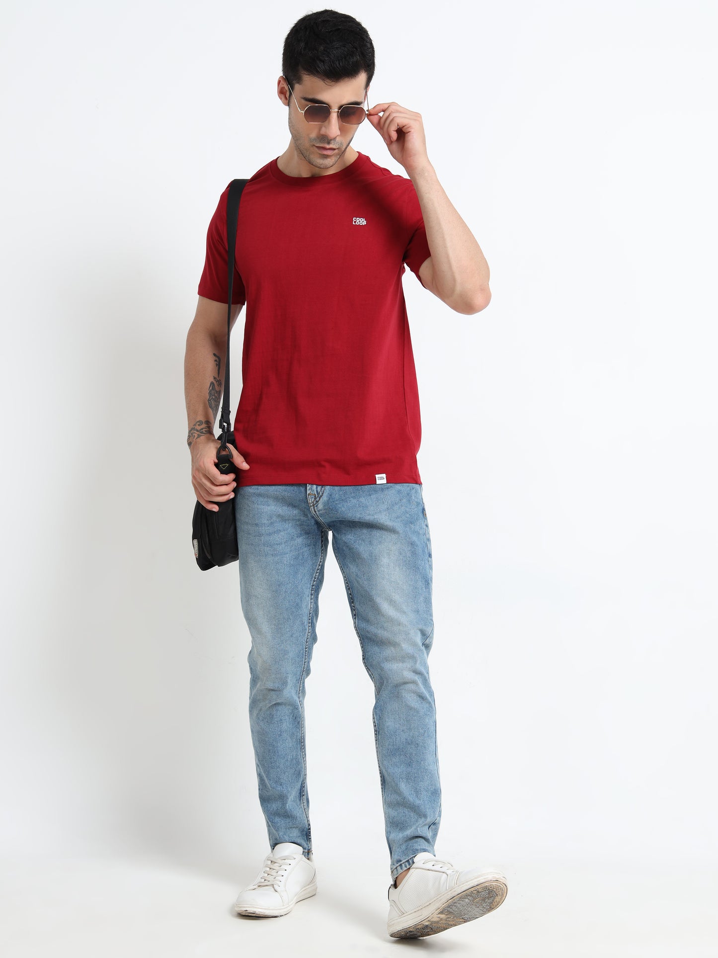 Red solid short sleeve Regular T-shirt