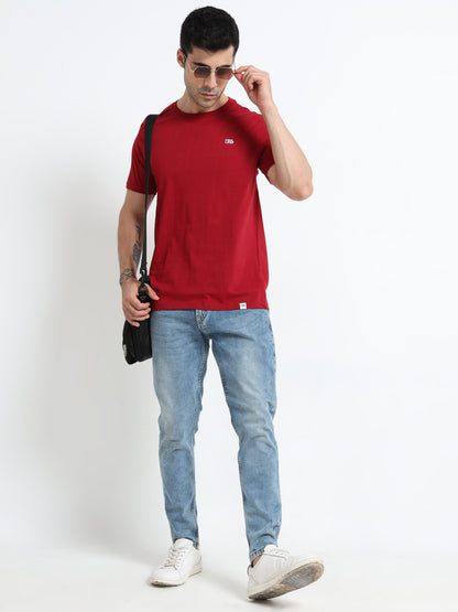 Red solid short sleeve Regular T-shirt