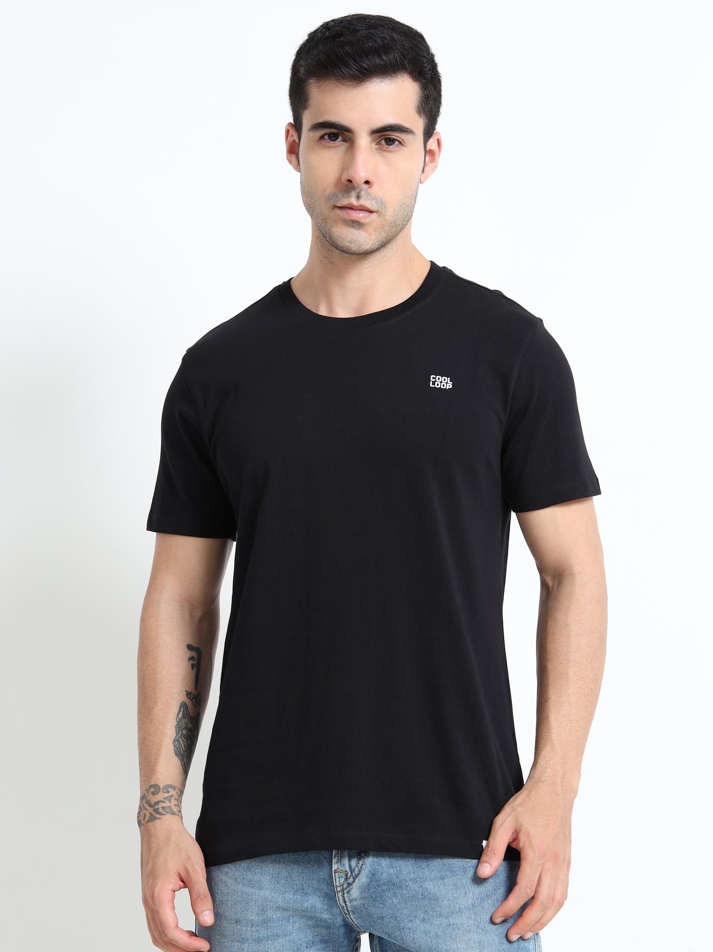 Black short sleeve Solid Regular T-shirt