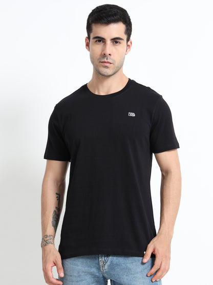 Black short sleeve Solid Regular T-shirt