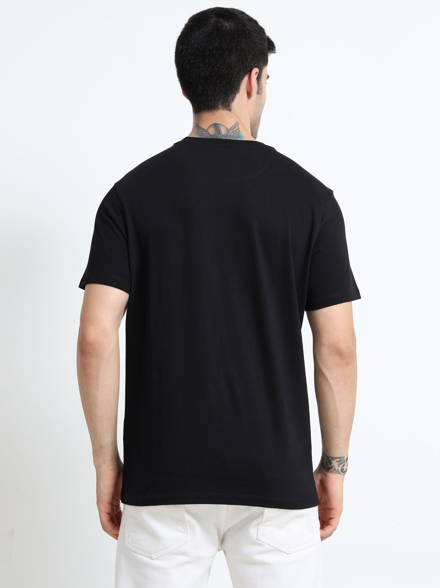 Black short sleeve Solid Regular T-shirt
