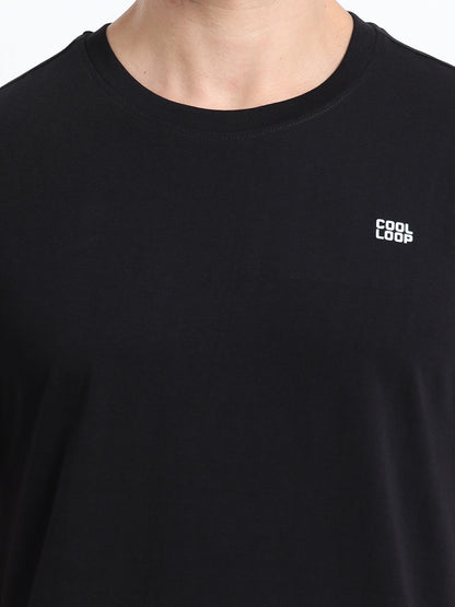 Black short sleeve Solid Regular T-shirt