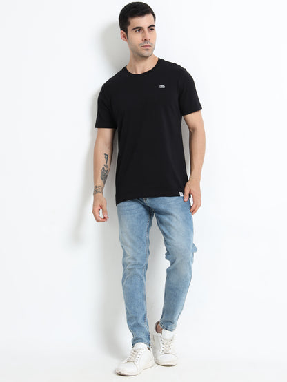 Black short sleeve Solid Regular T-shirt