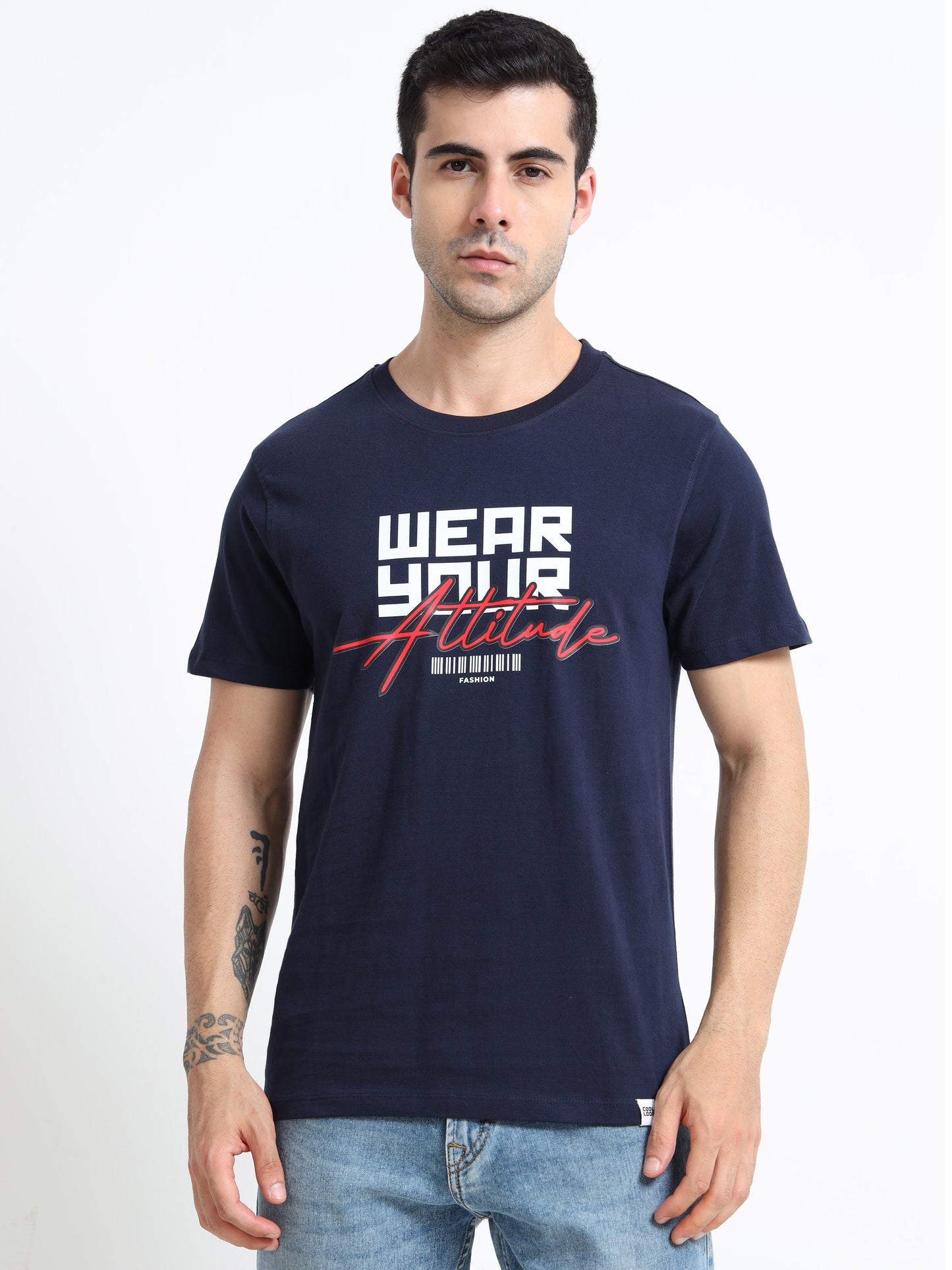Wear Your Attitude Navy short sleeve regular fit T-shirt