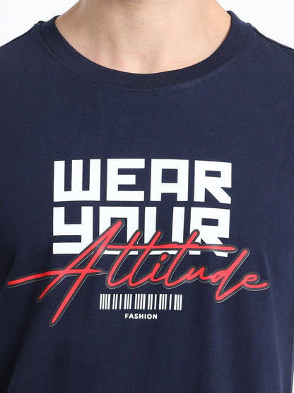 Wear Your Attitude Navy short sleeve regular fit T-shirt