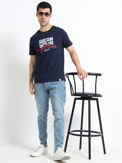 Wear Your Attitude Navy short sleeve regular fit T-shirt
