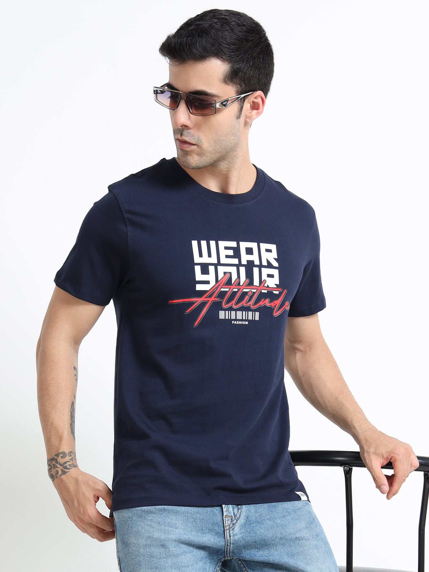 Wear Your Attitude Navy short sleeve regular fit T-shirt