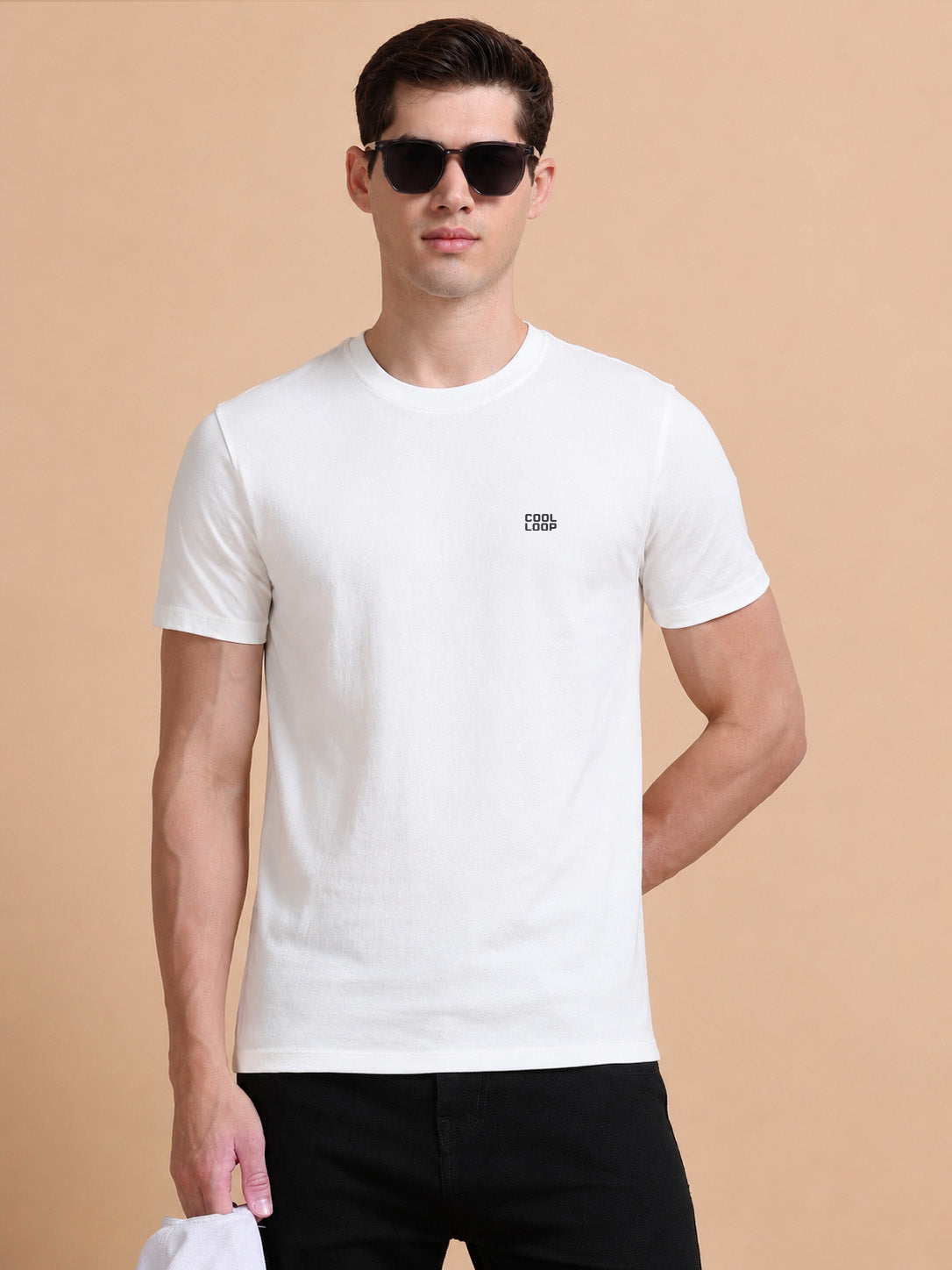 Off white Solid short sleeve Regular T-shirt