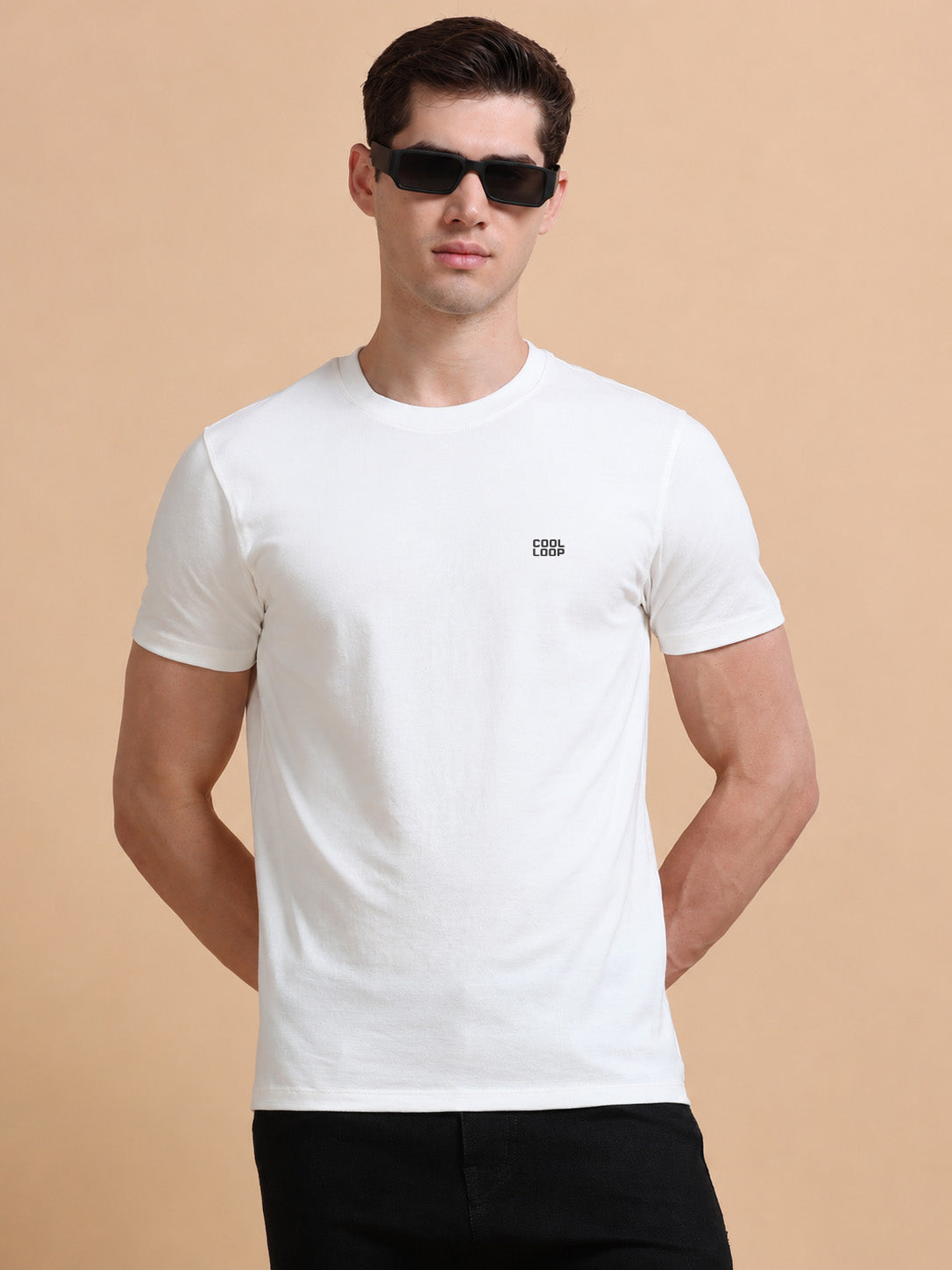 Off white Solid short sleeve Regular T-shirt