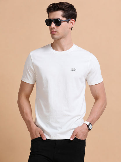 Off white Solid short sleeve Regular T-shirt