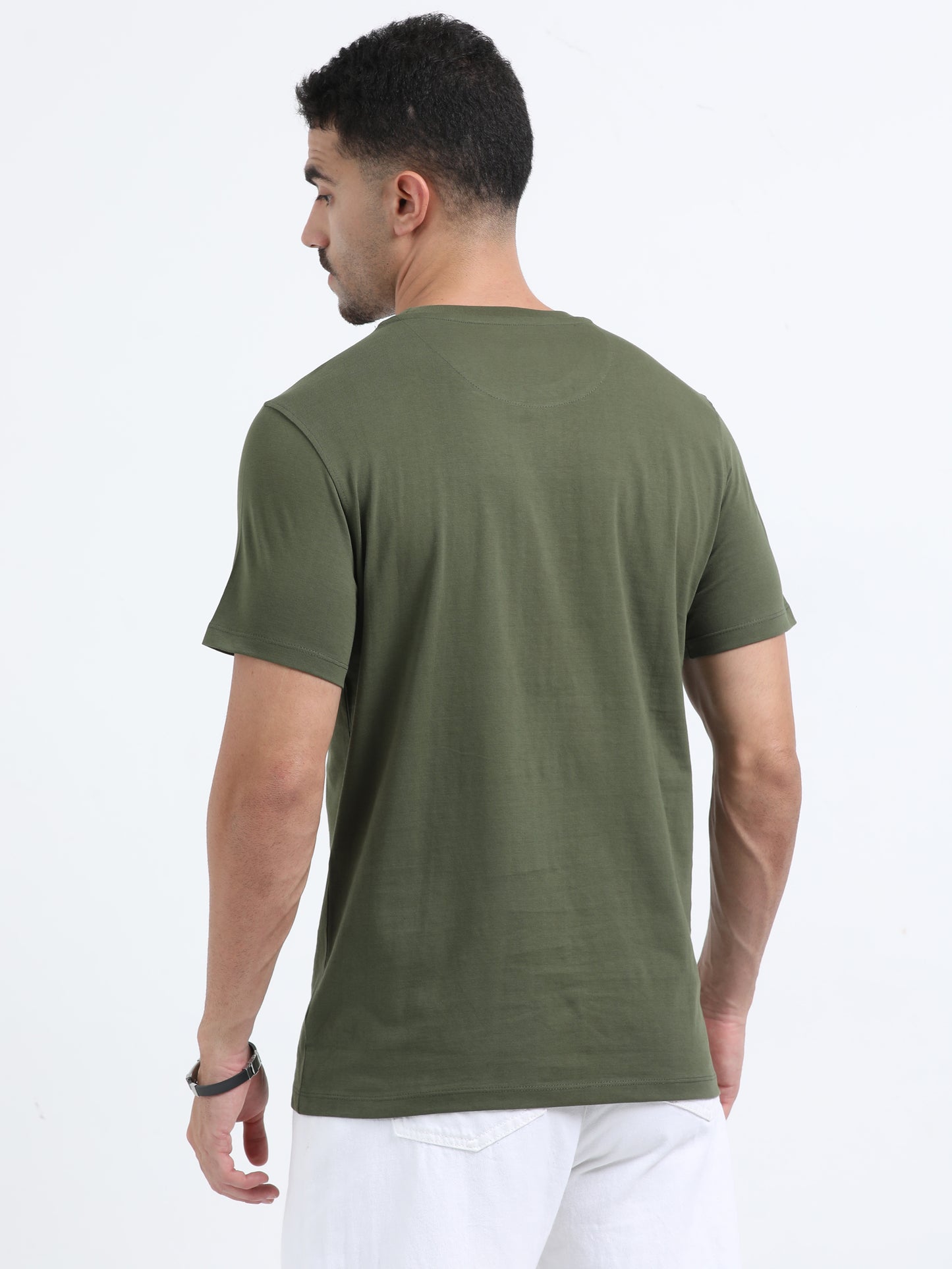 Music Soothes printed Olive Green short sleeve Regular T-shirt
