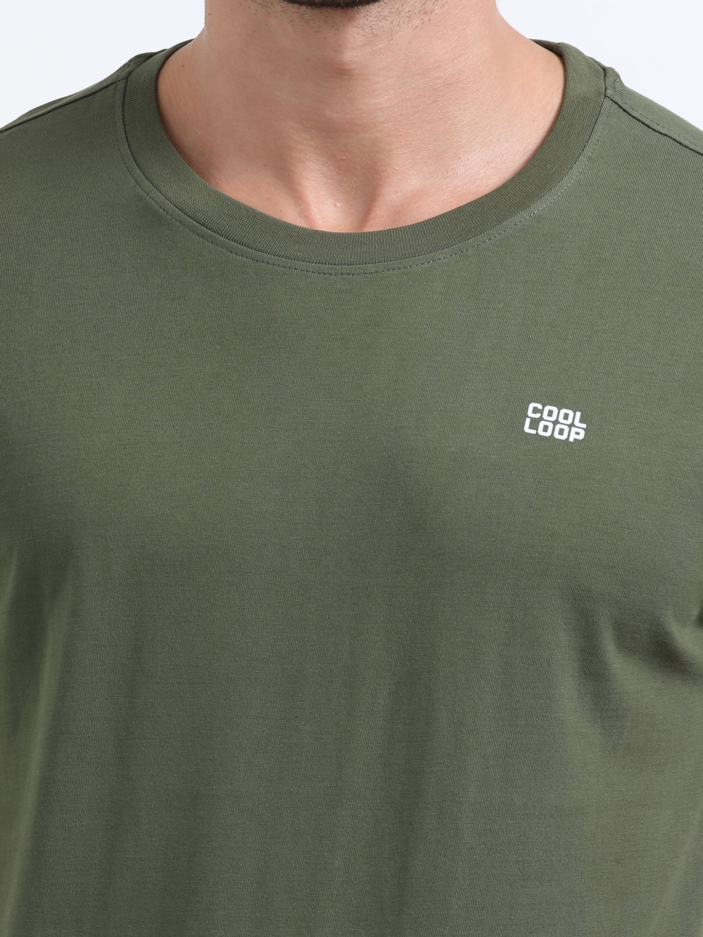 Olive Green solid short sleeve Regular T-shirt