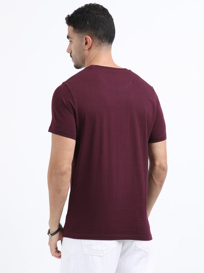 Maroon changed printed short sleeve Regular T-shirt