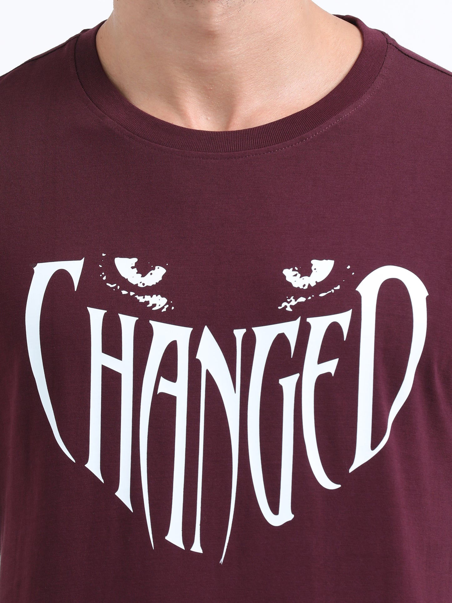 Maroon changed printed short sleeve Regular T-shirt
